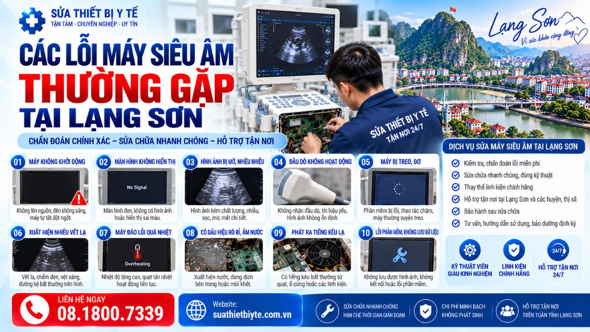 Các Lỗi Máy Siêu Âm Thường Gặp Tại Lạng Sơn Website: suathietbiyte.com.vn
Liên hệ: 08.1800.7339