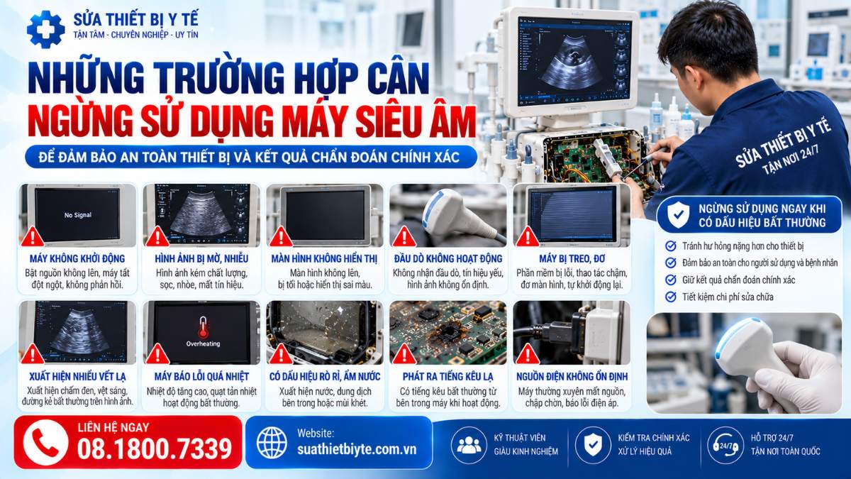 Những Trường Hợp Cần Ngừng Sử Dụng Máy Siêu Âm Website: suathietbiyte.com.vn Liên hệ: 08.1800.7339